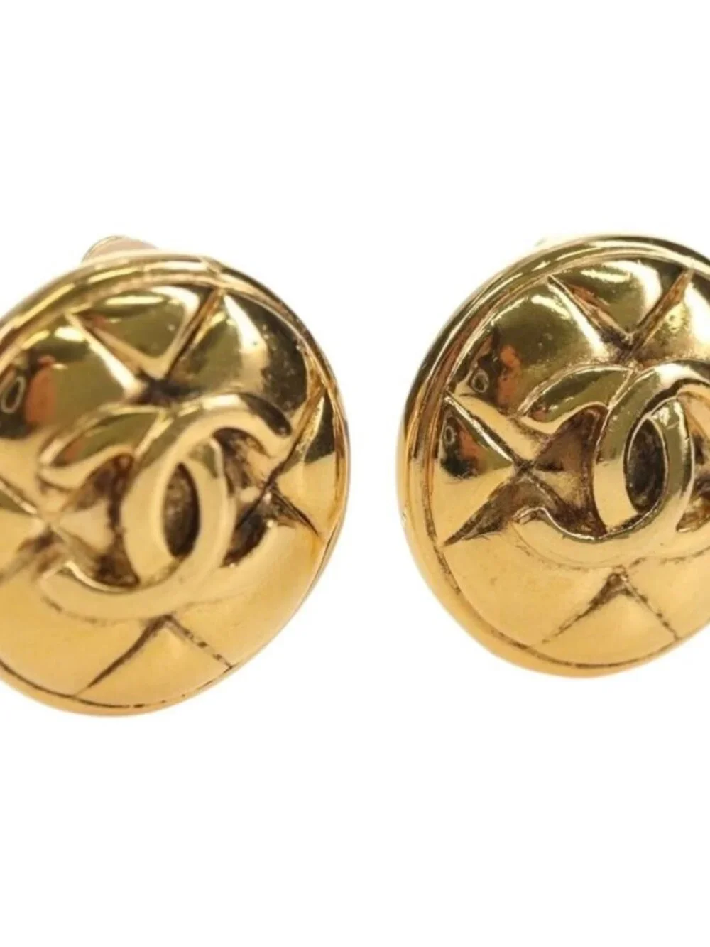 CHANEL COCO Mark Earring metal Gold Tone CC Auth 181301V